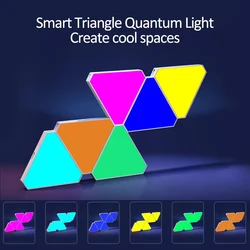 Luz LED inteligente para decoración de dormitorio, lámpara de pared con forma triangular, RGB, ambiente interior, 6 piezas