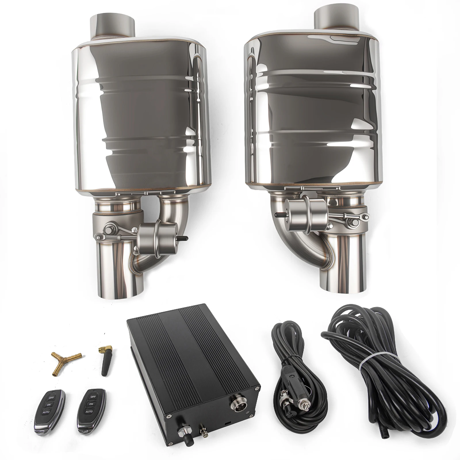 

1Pair Universal Exhaust Muffler 51/63/76mm Exhaust Valve Cutout Valve With Black Remote Control System Left & Right