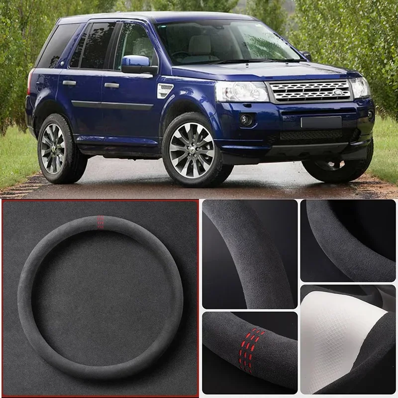 

Alcantara Anti-Slip Black Suede Leather Car Universal Steering Wheel Cover For Land Rover Freelander Car Accessories