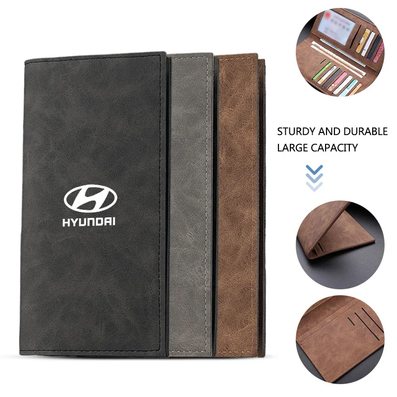 High Quality Male Long Wallet Vintage Portable Checkbook Organizer Card Holder Wallets For Hyundai Elantra i10 i30 Tucson N Line