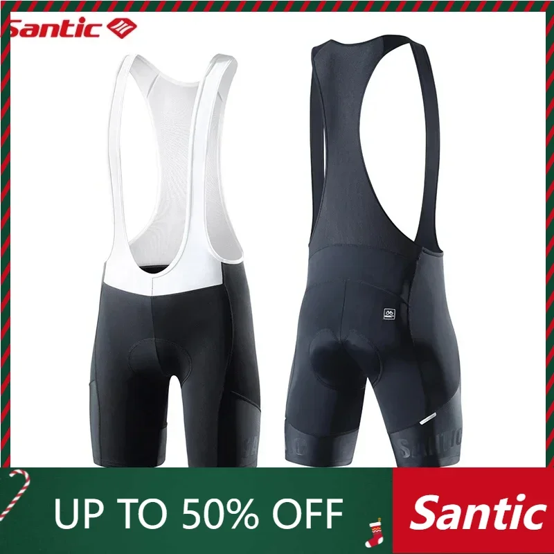 Santic Men Cycling Bib Shorts Summer 4D Padded Cycling MTB Shorts Summer Road Bicycle Bottom Middle-distance Riding K7MC033