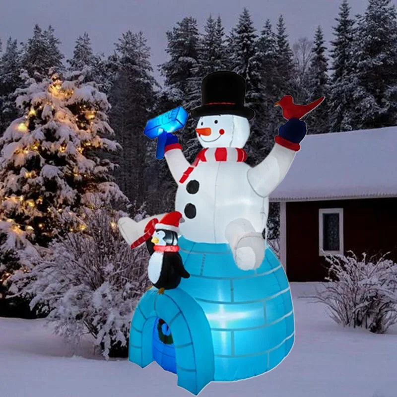 1.8m/5.9FT Christmas Decor Inflatable Snowman Penguin Build-in LED Lights Indoor Ornament Xmas Party Outdoor Prop Decoration