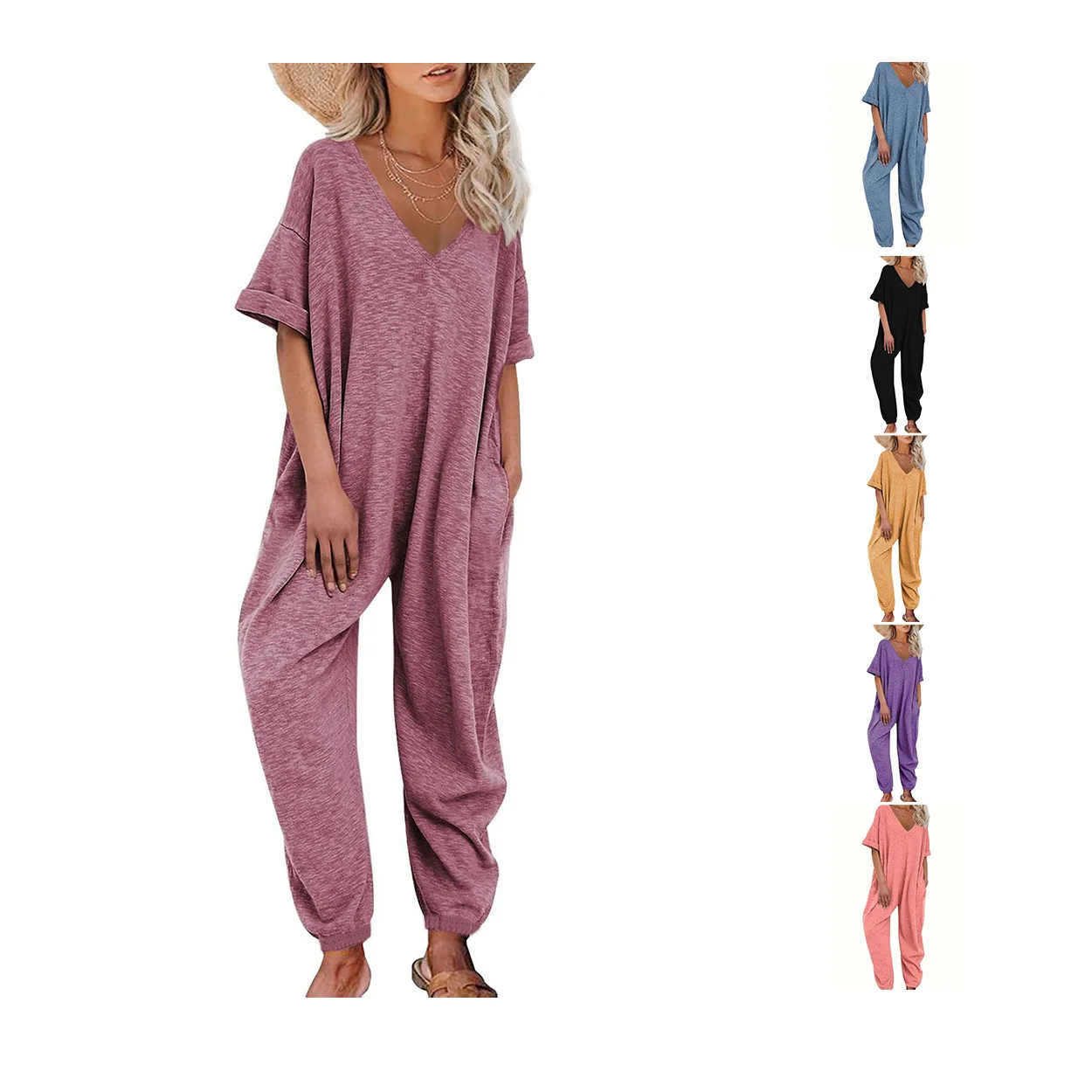 جديد الخامس الرقبة بذلة قصيرة الأكمام بذلة طويلة تعادل أقدام فضفاضة الأدوات Cw53724 #2