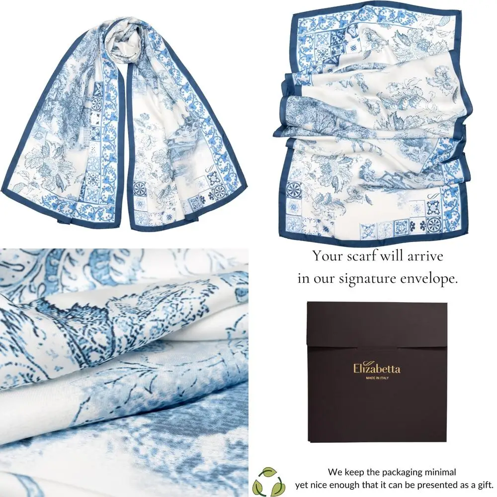 

100% Silk Italian-made Fashion Long Scarves for Women - Elegant Style Accessories