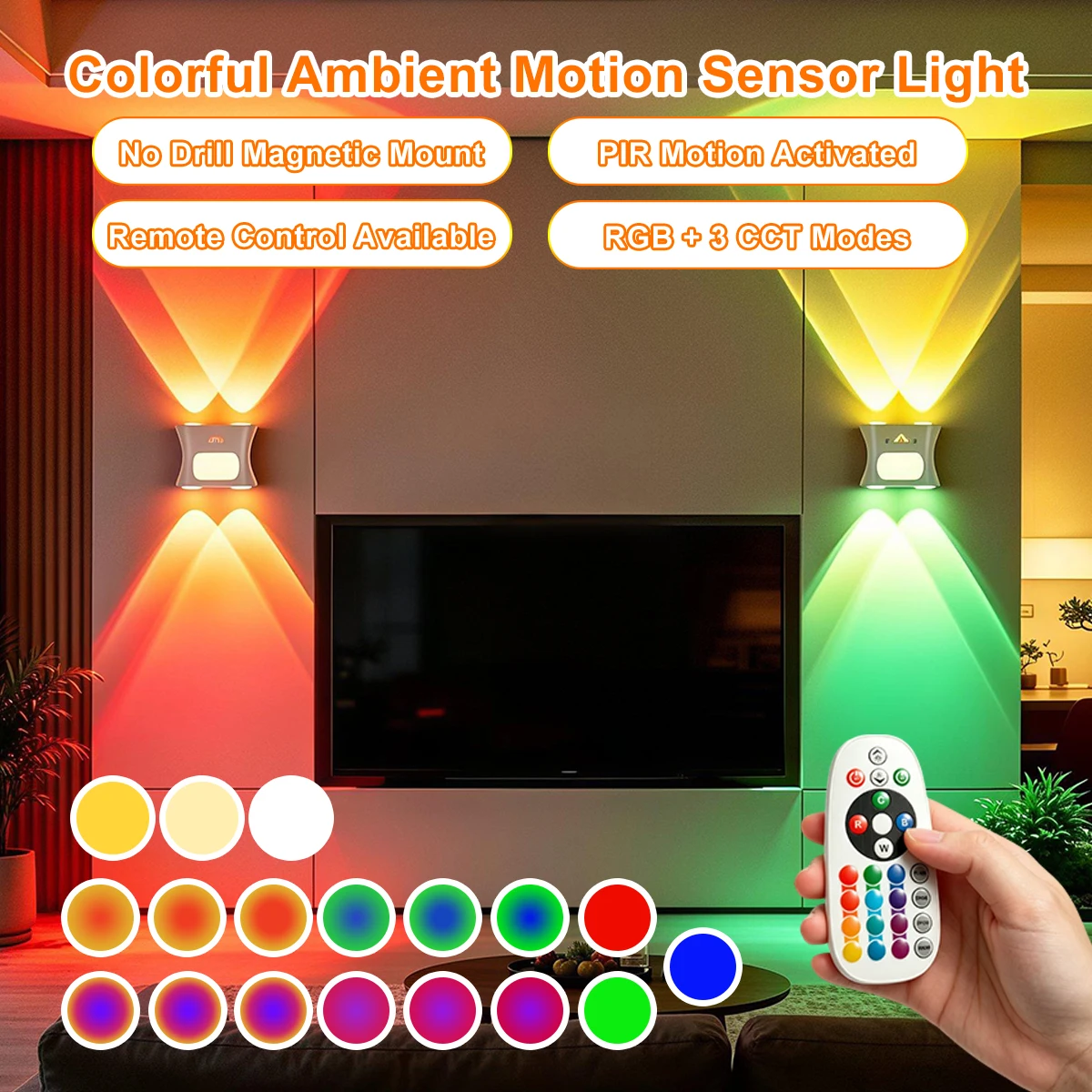 1/2/4Pcs 4-Head RGB Spotlight Magnetic No Drill Remote Control Colorful Ambient Wall Light for Hallway Stair TV Background