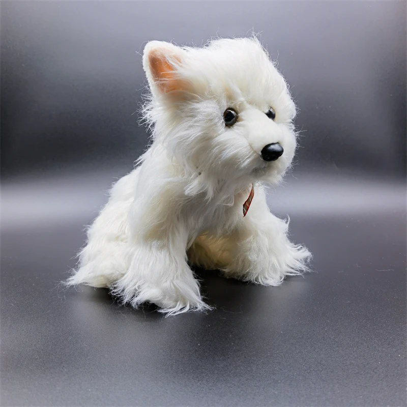 

West Highland Terrier Высококачественная плюшевая белая собака, плюшевые игрушки, реалистичные животные, мягкая кукла Kawai, игрушка для детей