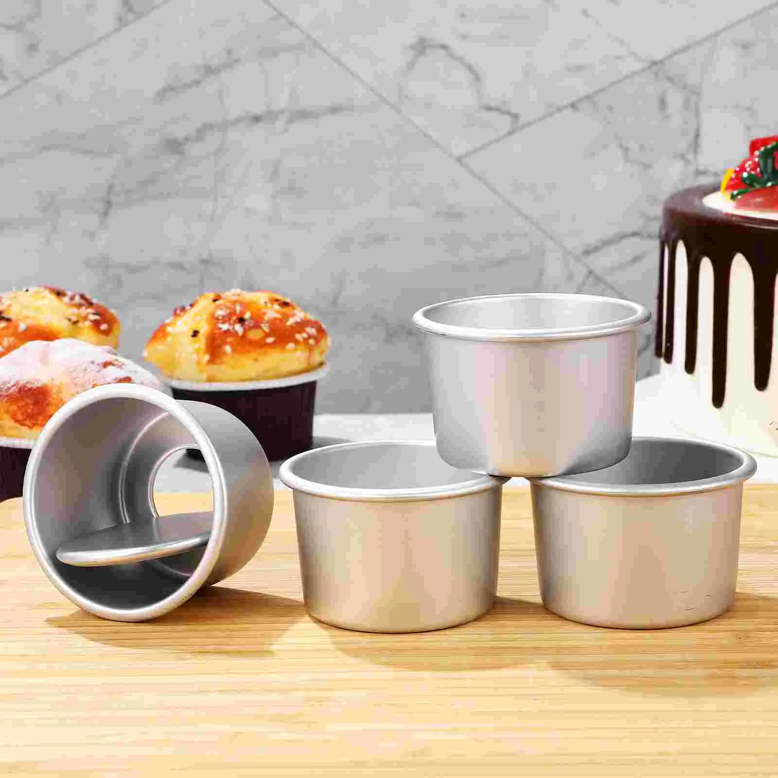 

4 Pcs Tray Cake Mold Air Fryer Oven Mini Pot Aluminum Alloy Round Tin Tins for Baking