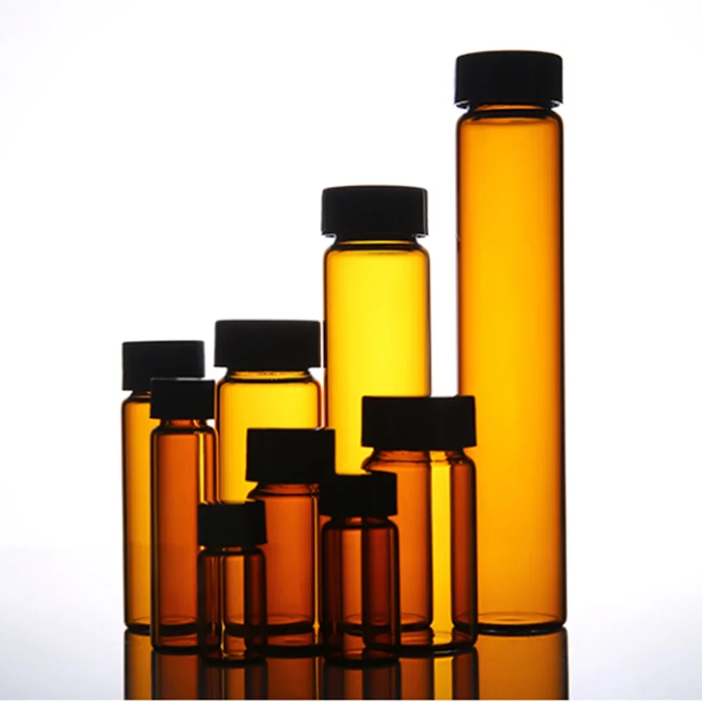 

2ml To 60ml Amber Lab Glass Sample Bottles Brown Screw-mouth Essential Oil Bottle Lab Vial Chemistry Glassware