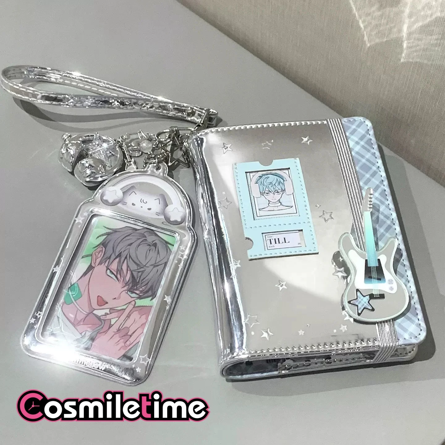 Y2K Silver PU Kpop Photocard Wallet Multi‑functional Passport Holder ID Photo Card Case Coin Purse For K‑pop Fans Collect YZ