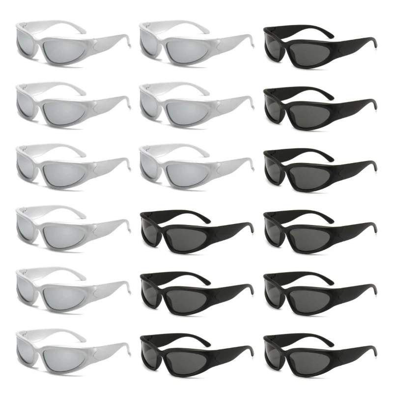 

18pcs Y2K Sunglasses Punk Fashion Geometric Wraparound Sunglasses Goggles Vintage Gothic Shades