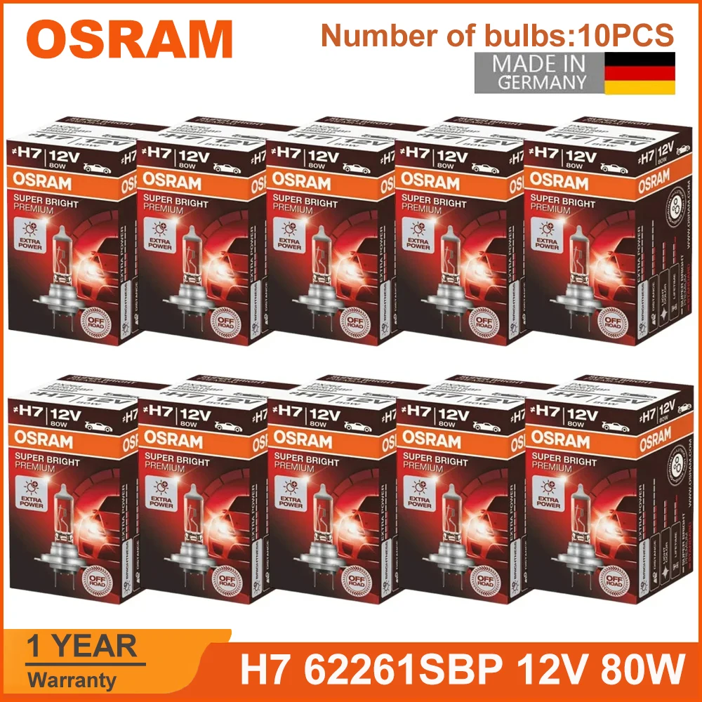 OSRAM SUPER BRIGHT PREMIUM H7 62261SBP 12V 80W Off Road Car Headlight 3200K PX26d 1950lm Auto Halogen Lamp OEM Made In Germany