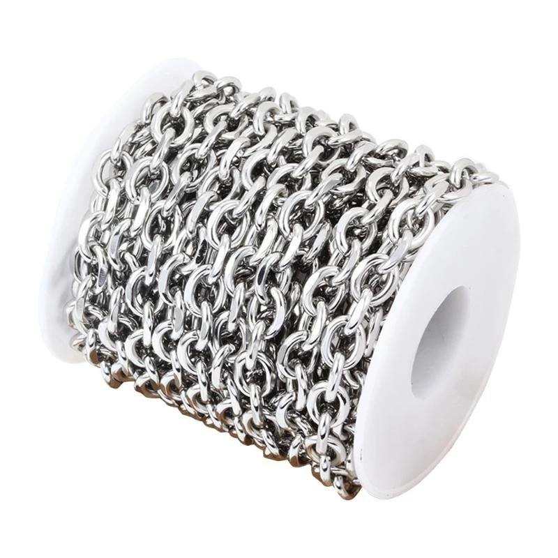 

Stainless Steel Rolo Chain Bulk for Necklace Versatile Metal Jewelry Components
