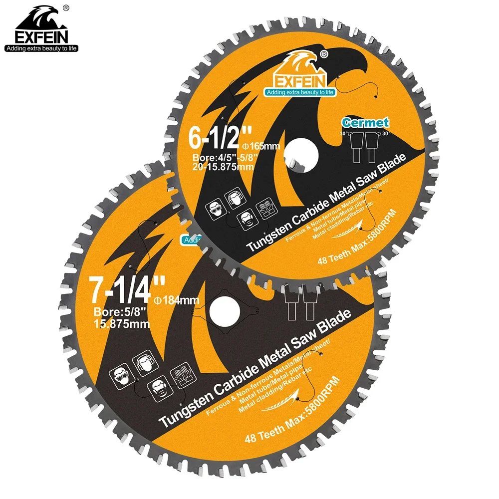 EXFEIN Metal Circular Saw Cutting Disc Ceramic Carbide Iron Saw Blade for Metal Plate Metal Pipe Pipeline Reinforcing Bar Saw