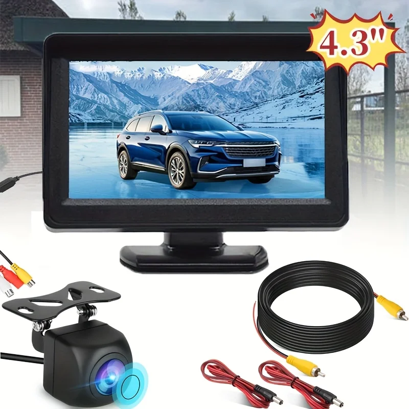 10.92cm HD Monitor Car Backup Reverse Camera Rear View Parking System for Reversing Parking SUV Pickup Camper Tractor RV etc.
