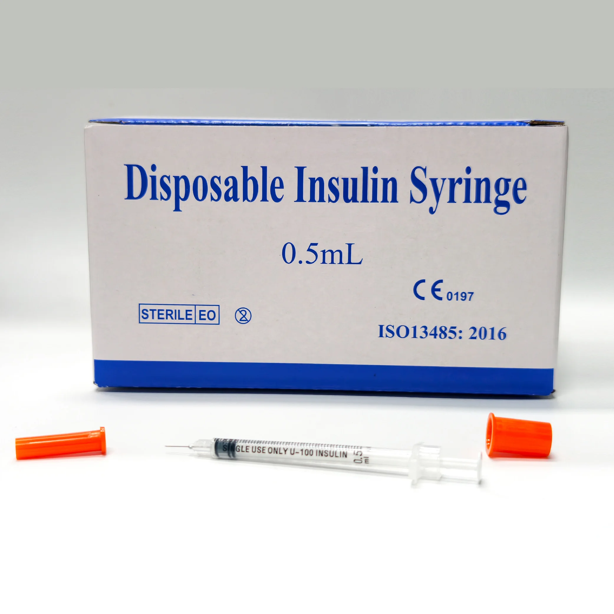 100pcs 0.5ml 31G 1/4" Disposable Insuline Syringes With 6mm Needles Sterile Individually Wrapped