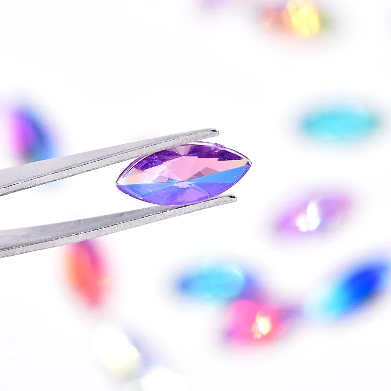 100 قطعة 5X10mm الحصان العين الاكريليك غير الإصلاح الساخن الراين فلاتباك نافيت الأحمر AB بريق حجر الراين لمسمار الفن الديكور B1011