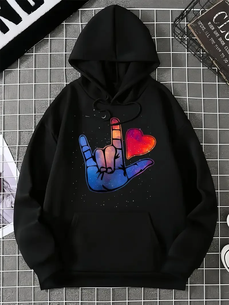 

Love Graphic Printing Autumn and Winter Pure Cotton Men's and Women's Hoodies Outdoor Street Sports Training Brand Trendy