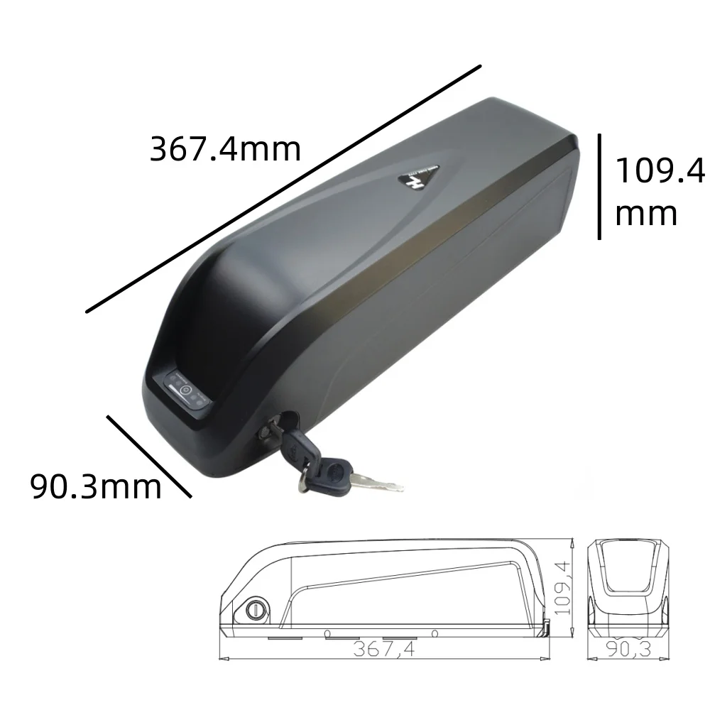 HL plus Down Tube Electric Bike Battery 48V 13ah 15ah 17.5ah 20ah