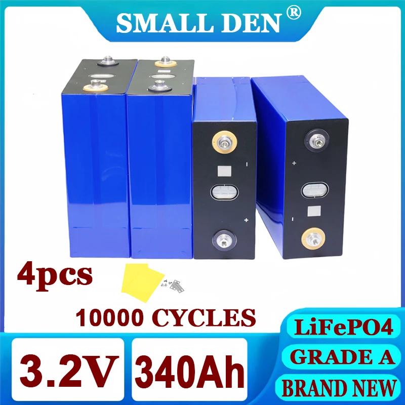 

4 шт. аккумулятор lifepo4 340ah 3,2 В 10000 циклов 3C высокой мощности DIY 12 В 24 В 48 В A-класс RV тележка для гольфа солнечная аккумуляторная батарея без налога
