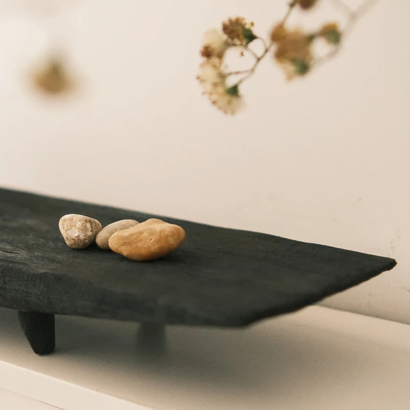 Living Room Black High-end Coffee Table Ornament Solid Wood Decoration Pendulum Candle Holder Home Blogger Ornament Pendulum