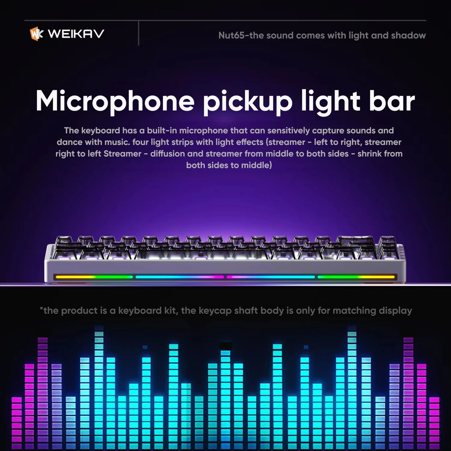 WEIKAV Lucky65 V2 NUT65 Mini Custom ไร้สายอลูมิเนียมคีย์บอร์ดชุด RGB บลูทูธแบบมีสาย Quick Disassembling QMK/VIA