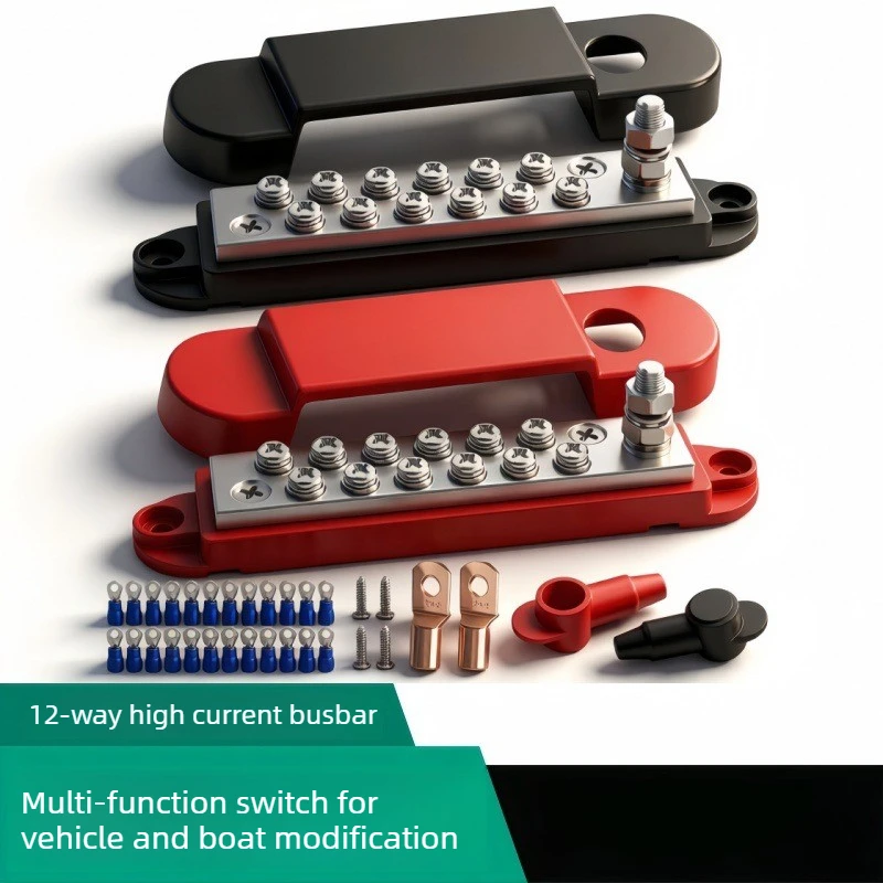 12-Position RV Yacht High Current Bus Terminal Car Terminal Sink Copper Bar 150A Multi-functional Automotive Terminal Post