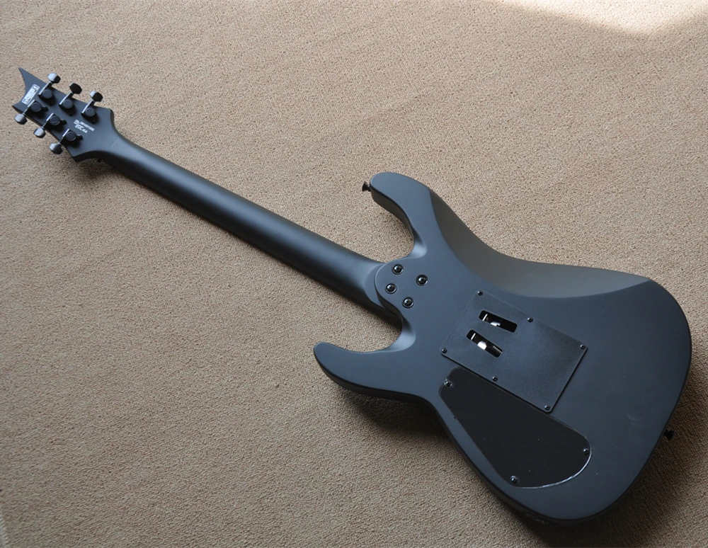 غيتار كهربائي أسود غير لامع مخصص من المصنع مع لوحة فريتس من خشب الورد، عرض مخصص #4