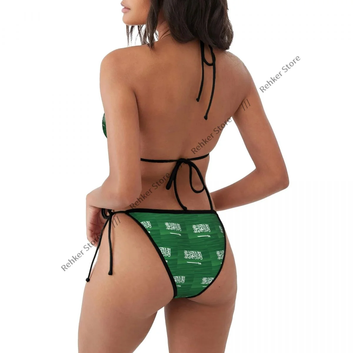 امرأة ملابس السباحة مثير بيكيني مجموعة ملابس السباحة علم المملكة العربية السعودية قطعتين ثوب السباحة #3