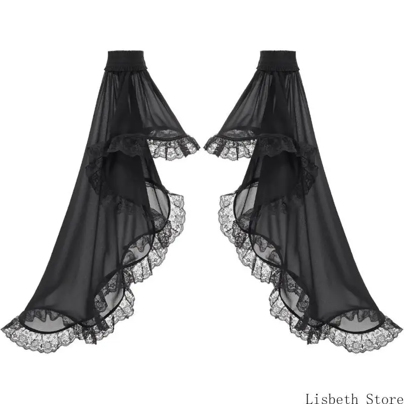 

124A Victorian Long Tulle Sleeves Detachable Gloves for Women Wedding Dress