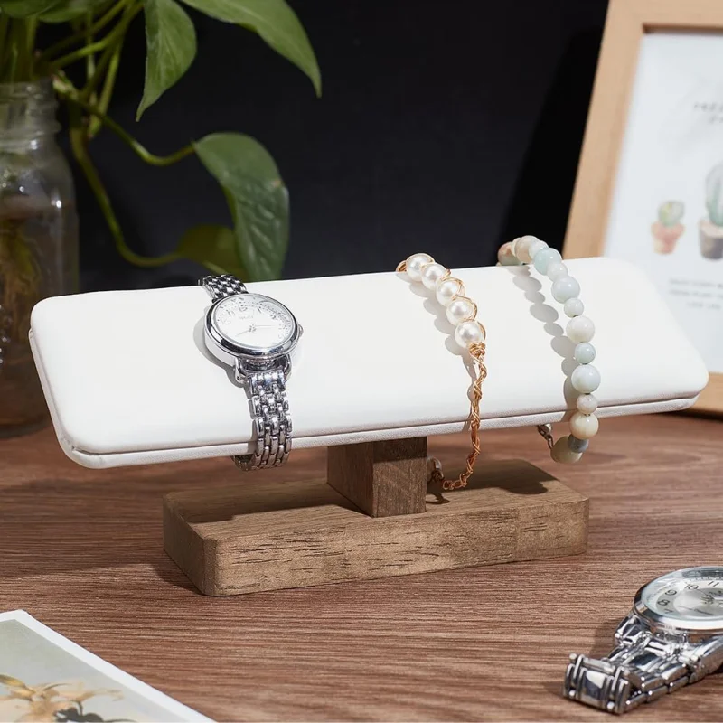 Bracelet Display Stands with Wooden Base Rectangle Bracelet Organizer Holder Watch Display Tower for Home Retail Display
