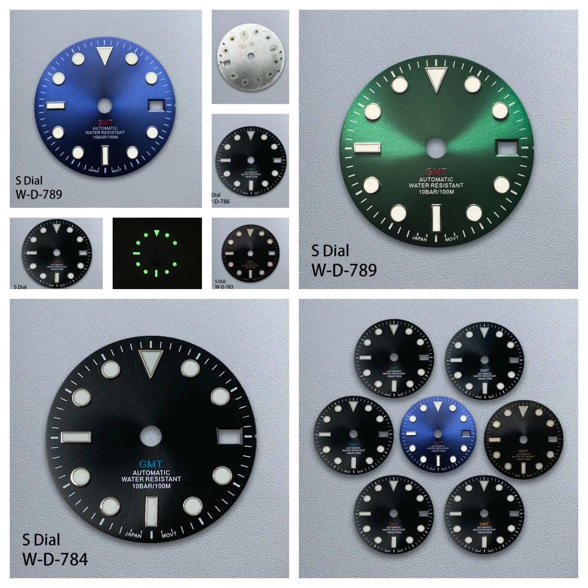 

28.5mm S Logo GMT Dial Fit NH34 Movement Green Luminous Green Sunray High-Quality Watch Modification Accessories