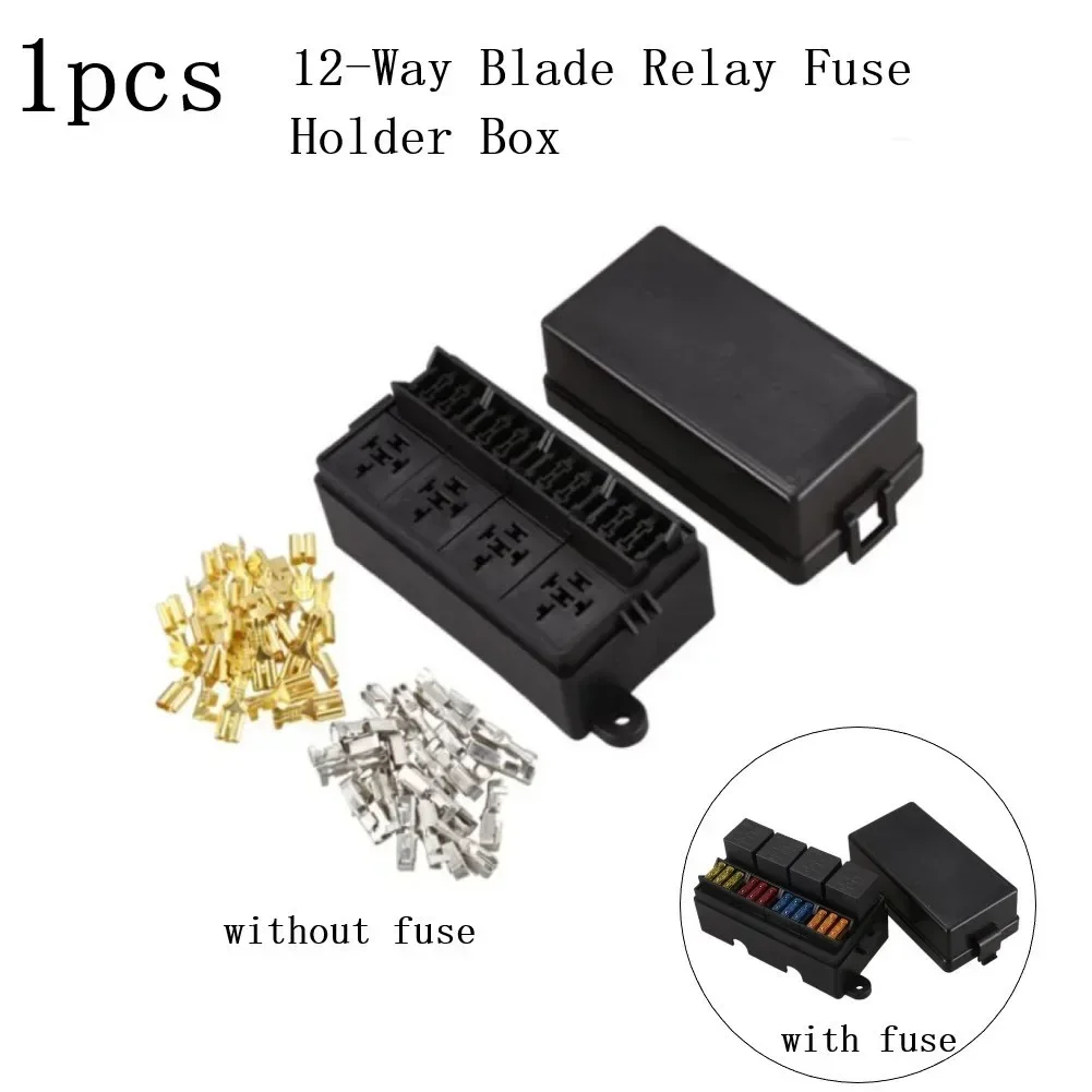 Durable 12 Way Blade Fuse Box W/ Paddle/Fuse Terminal 4 Pin 12V40A Relay For Car Marine Boats Electrical Equipment