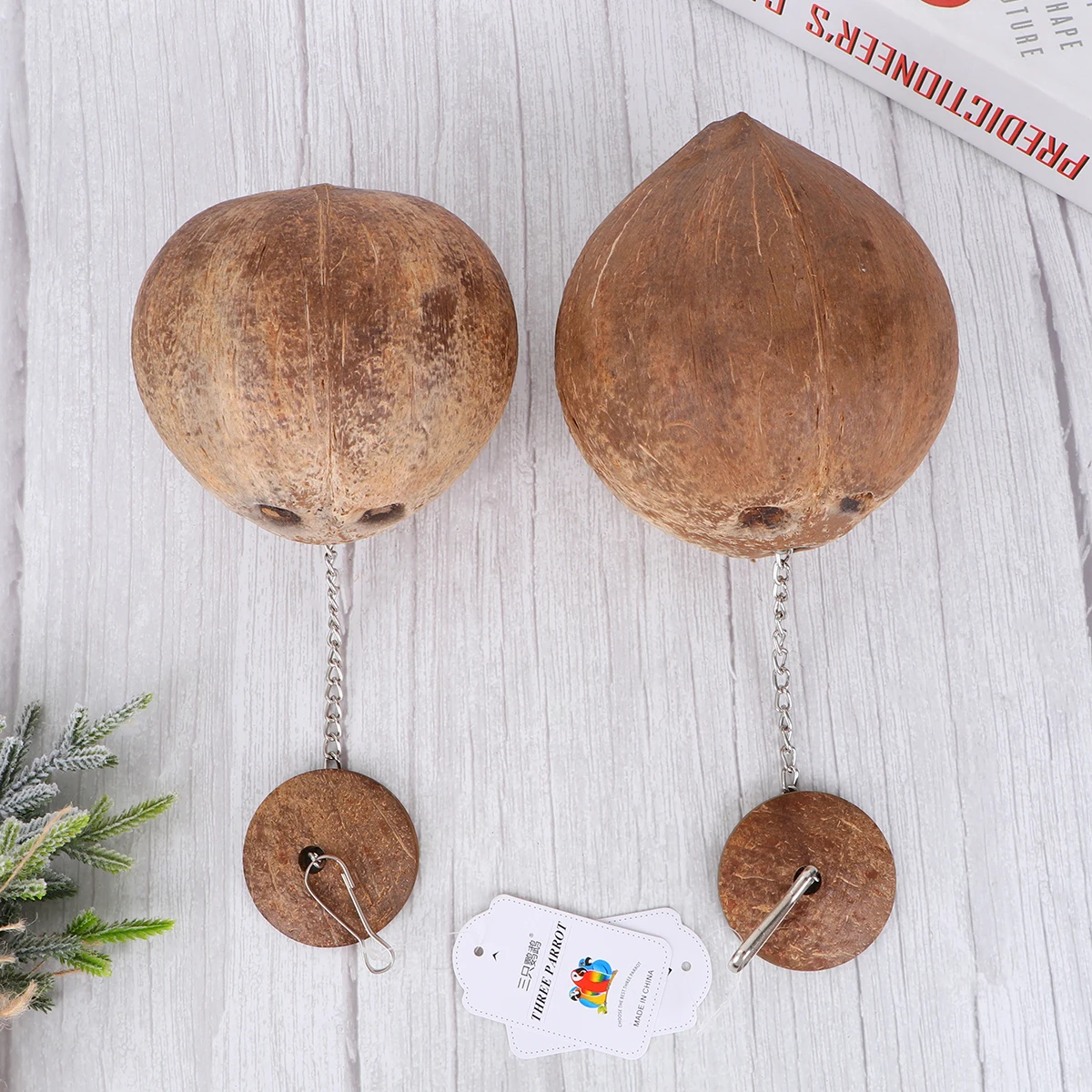 

2pcs Coconut Shell Bird Nest Natural Cave for Parakeets Small Pets Hanging House Safe Ideal Environment