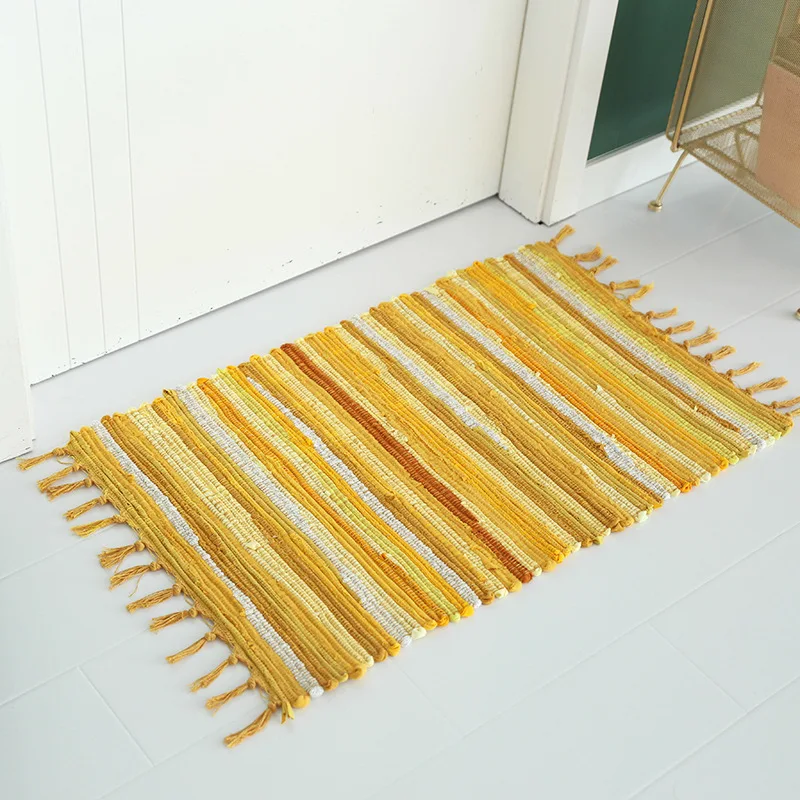 Colorful Knitted Striped Rug for Home,Rectangle Carpets,Rug for Living Room,Bedroom, Bathroom, Sofa, Chairs,Kitchen Area,Doormat