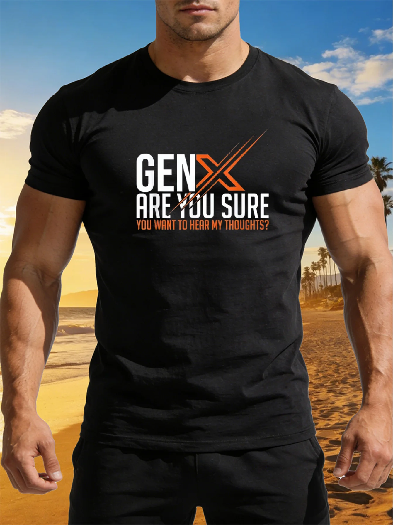 Men'S Print T-Shirt GEN X ARE YOU SURE Generation Meme Fun Style Summer Short Sleeves Men's Clothing Short Sleeve Men's T-shirts