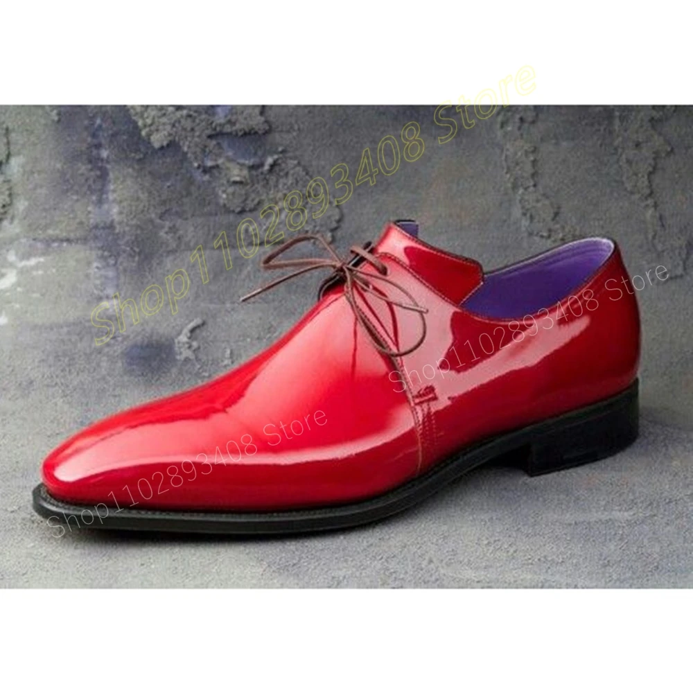 

Wedding Party Business Men Dress Shoes Lace-up Flat High Quality Patent Leather Business Elite Men Shoes 2024 Zapatillas Mujer