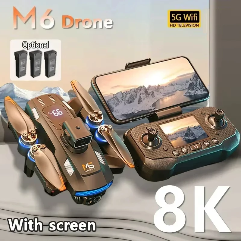 

M6 Drone Professional 8K Camera 5G WIFI FPV Drone with Screen Remote Control Drone Obstacle Avoidance Aerial Quadcopter Toy