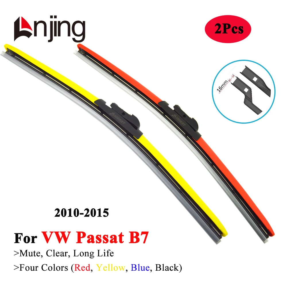 

LNJING Colorful Wiper Blades For Volkswagen VW Passat B7 362 365 A32 A33 2010 2011 2012 2013 2014 2015 Car Exterior Replacement