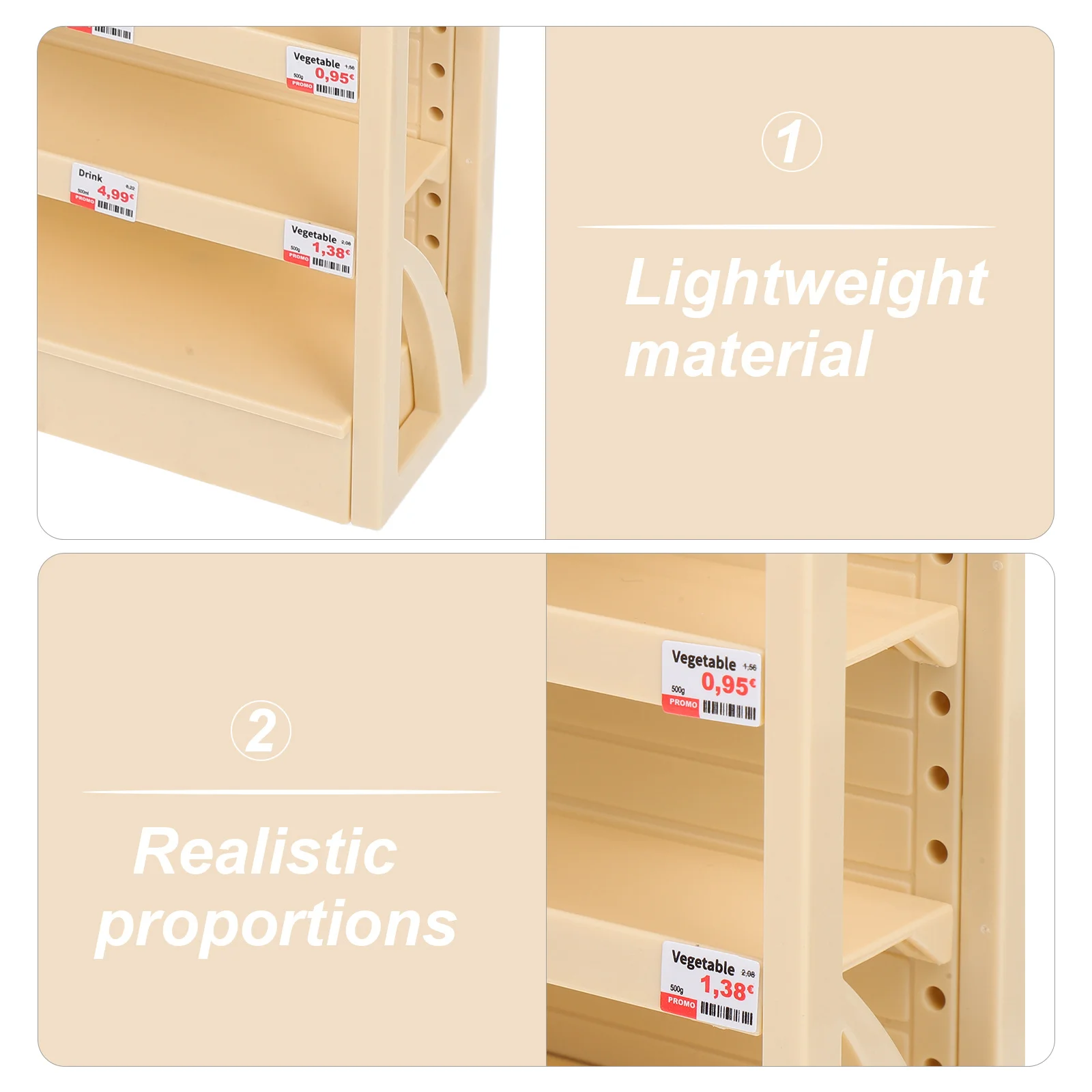 Miniature Supermarket Multi Layer Display Storage Rack for Kids Pretend Play Mini House Kitchen Decoration Toy Display Shelf