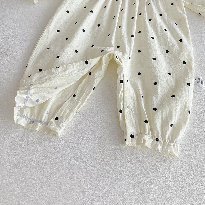 2025 New Autumn Toddler Baby Girls Romper Long Sleeved Cotton Dot Print Infant Baby Girls Jumpsuit 0-24M Children Clothes
