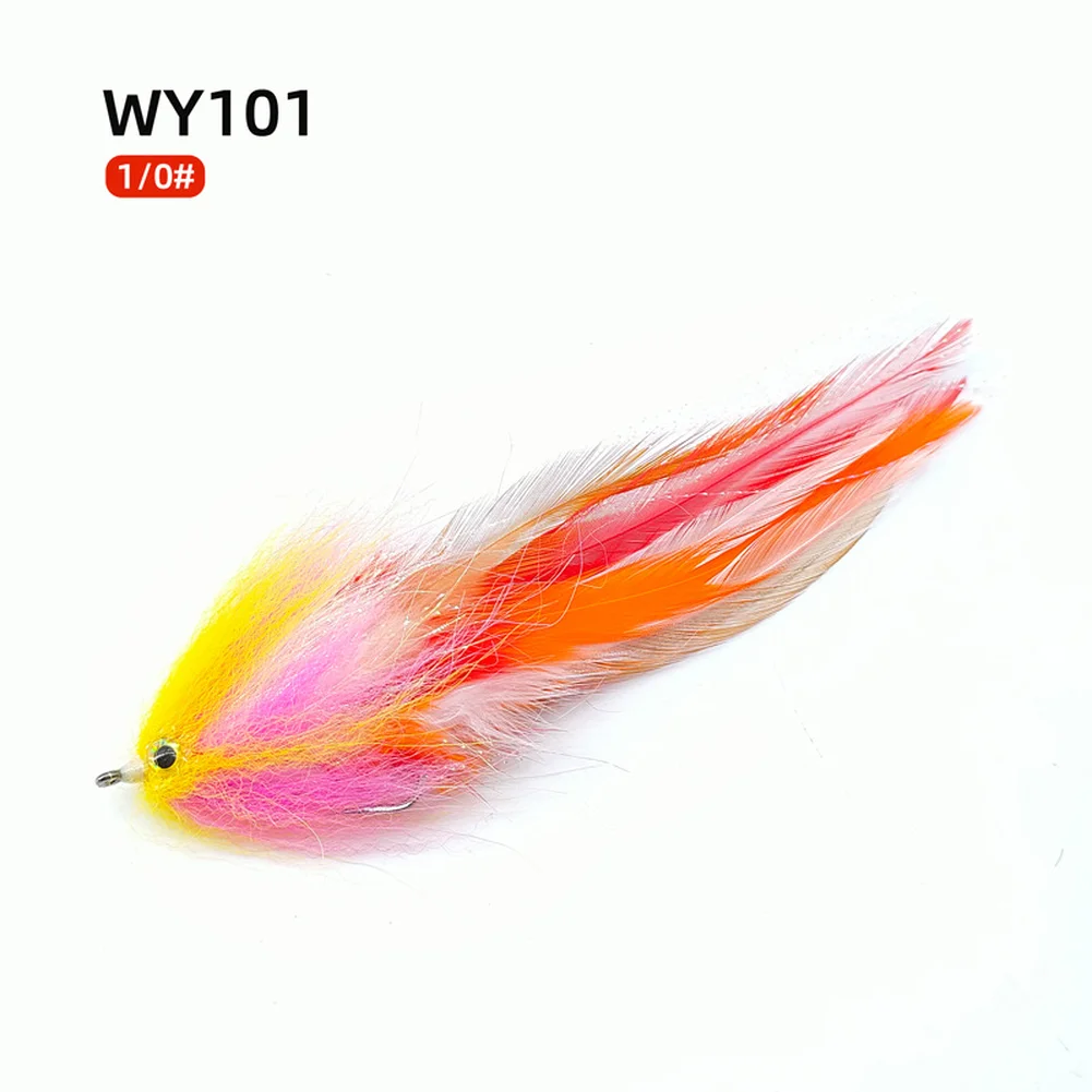 Fly Fishing Streamer Lure Built for Saltwater Conditions with 3D Eyes Reflective Fibers for Bass Trout Targeting