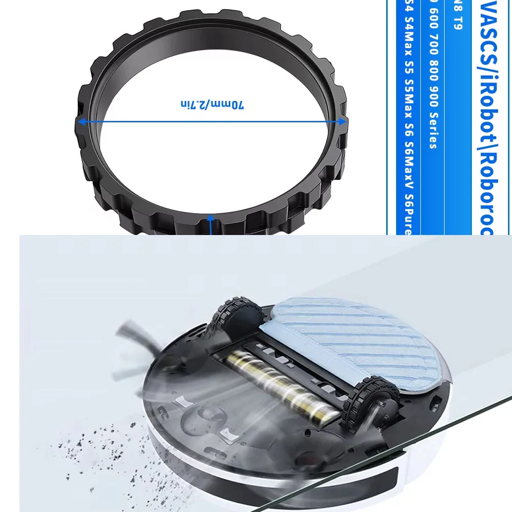Accessories For IRobot Roomba 500 600 700 800 900 E I & J Series Robot Vacuum Anti-Slip Tires Skin Rubber Wheel Part Replacement
