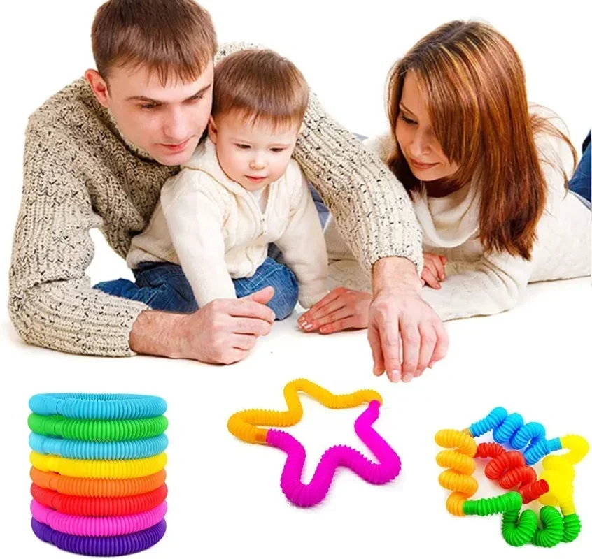 A Slice Large Pop Tubes Fidget Toys Sensory for Stress Anxiety Relief for Children Adults Learning Toys Toddlers Stretch Tube