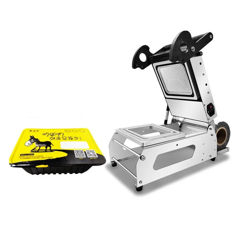 เครื่องซีลแบบใช้แล้วทิ้งคอเป็ดกล่องข้าวกลางวันแบบใช้แล้วทิ้งเครื่องซีลแบบล็อคกล่อง FR160E