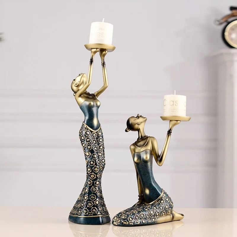 European Retro Beauty Candlestick - For Wine Cabinet Deco, Wedding Shooting & Home Use