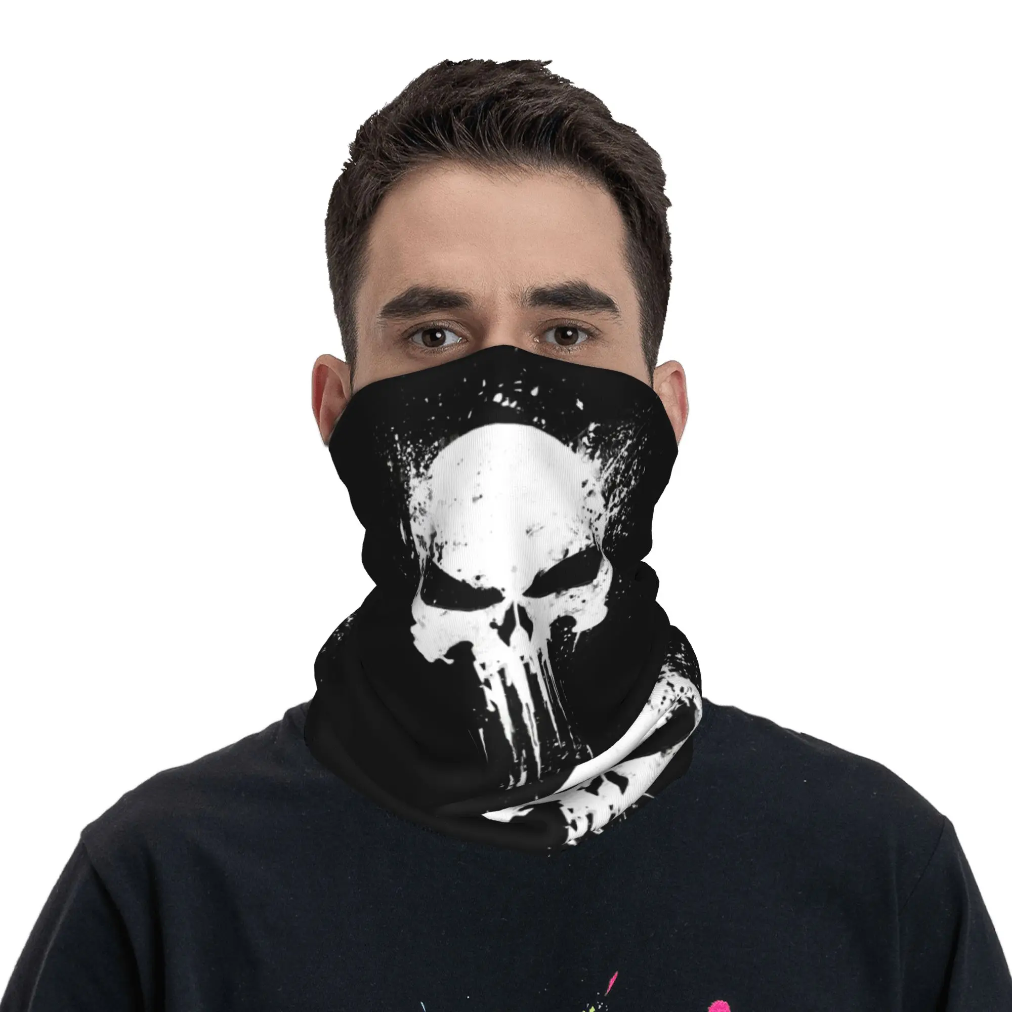 Custom Skeleton Skull Bandana Winter Neck Warmer Women Windproof Wrap Face Scarf for Ski Heavy Metal Gaiter Headband view 4