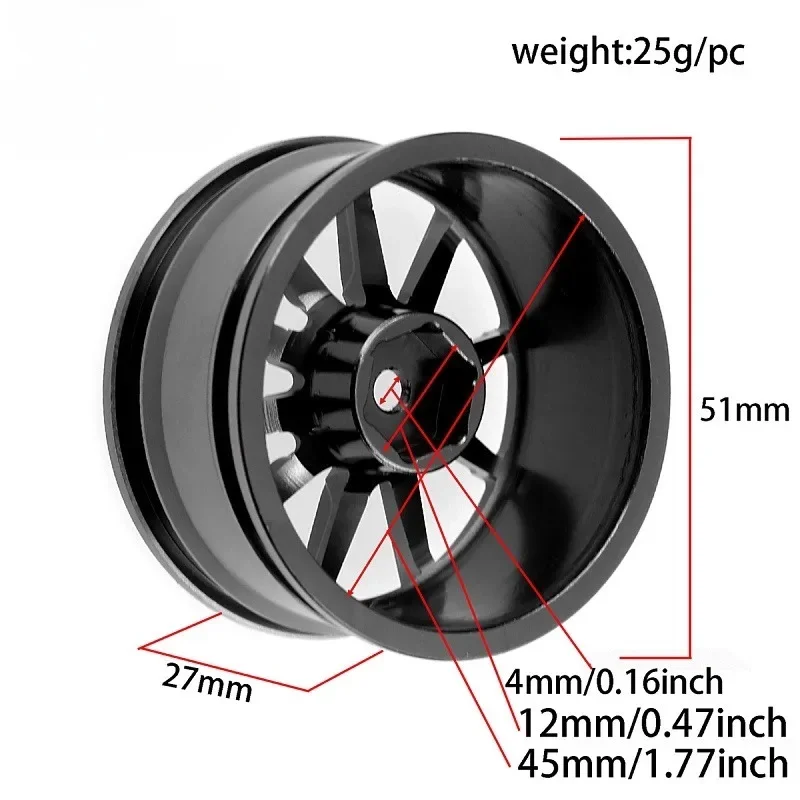 

4 pcs 1 Set Aluminum Alloy Metal Whee Rim Fit HPI HSP RC model 1:10 On-Road Racing Car for HSP94123/94122/94103 D4/D3/CS 5Yall