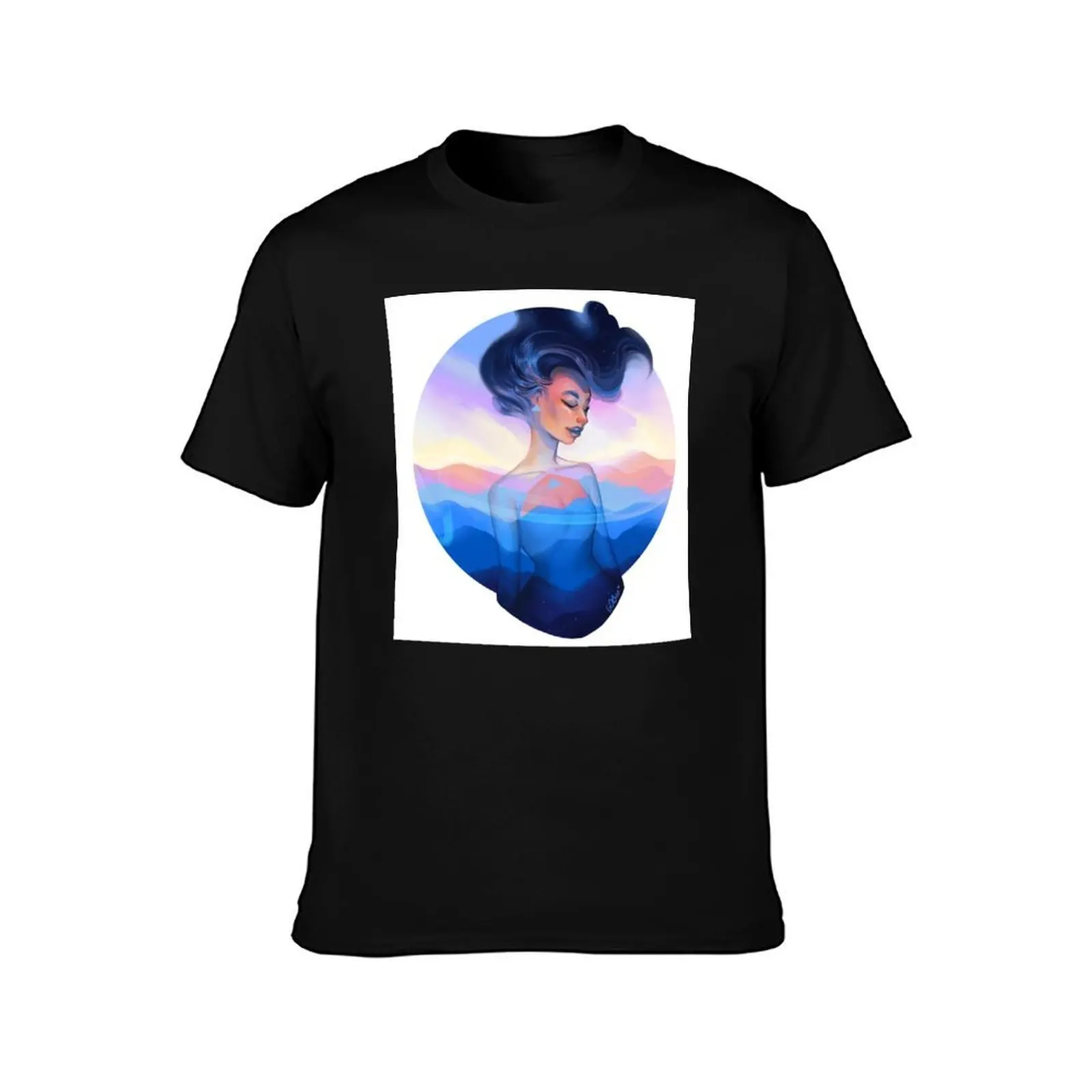 Emblem - Blue Ridge Mountains T-Shirt, Summer Casual Cotton Tee, Oversized Streetwear Tops, Vintage Graphic Print, 100% Cotton