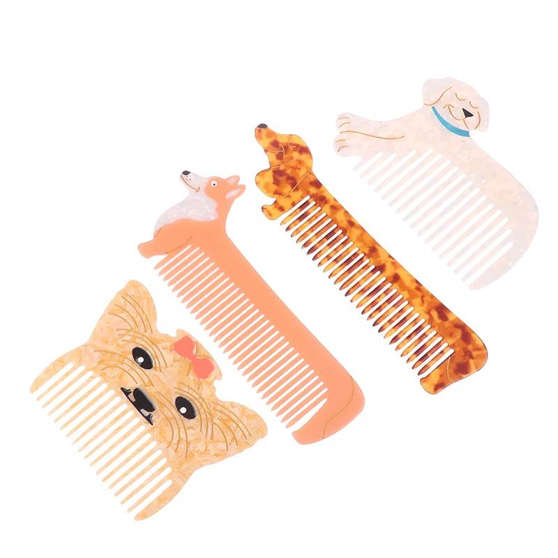 大きな歯の子犬のデザインの櫛,アセテートの理髪の櫛,帯電防止マッサージヘアブラシ,カラフルなスタイリングツール,かわいい