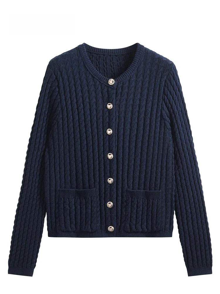 

JZZDEMM Women's Knitted Sweater with ket And Heart Button Faionable Twist Knitwear Sli Personali Long Sve Cardigan